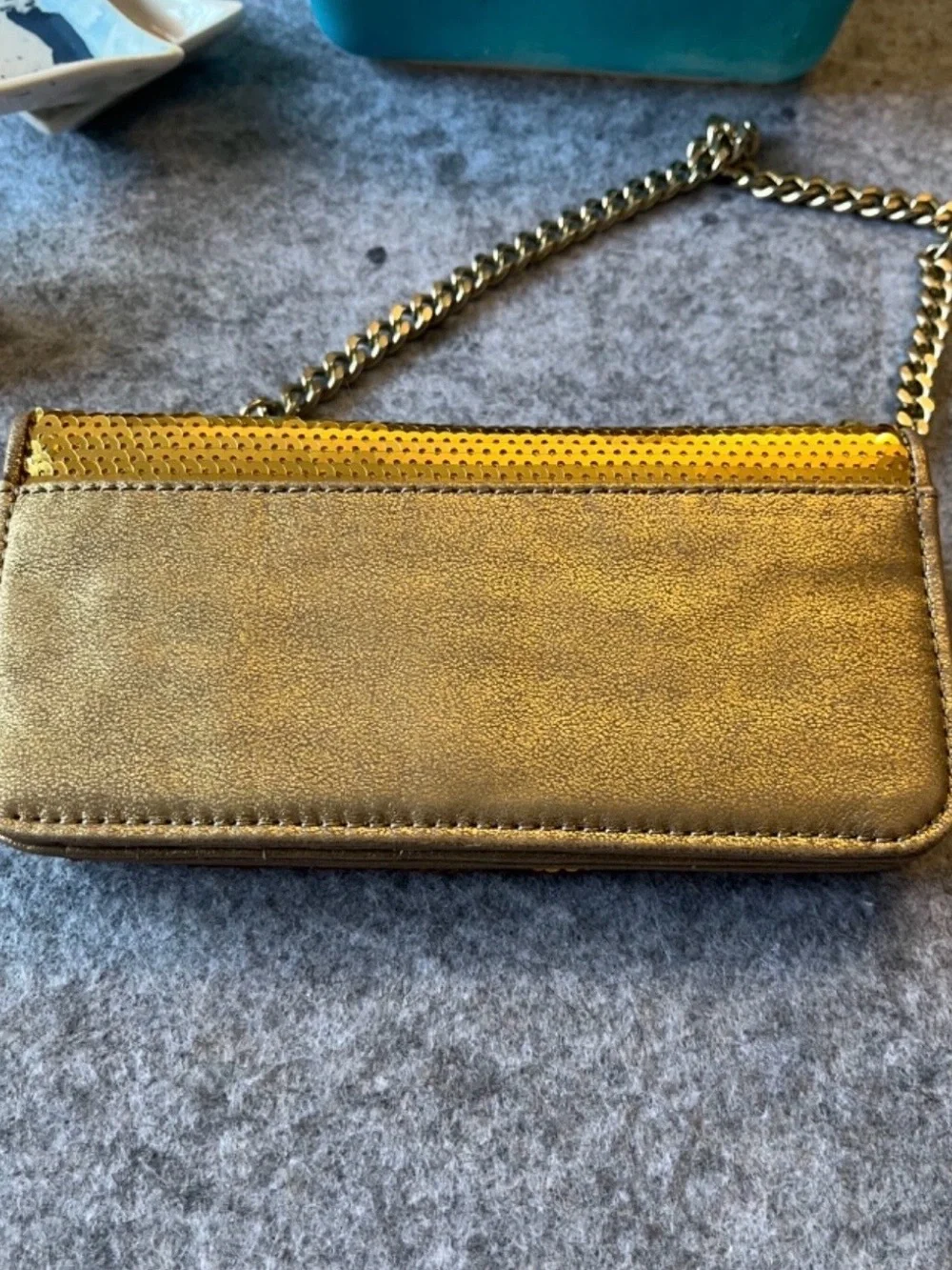 Michael Kors Gold Sequin Chain Wallet Wristlet/Crossbody NWT